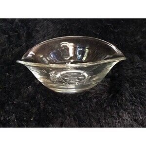 Princess House Heritage Cut Crystal Sauce Bowl Etched Floral 80s Retro